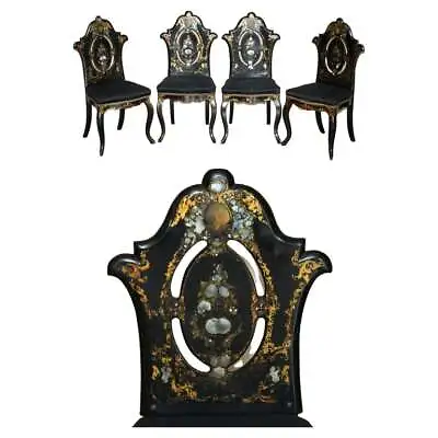 £4000 • Buy Four Very Rare Antique Regency Circa 1815 Ebonsied Mother Of Pearl Side Chairs