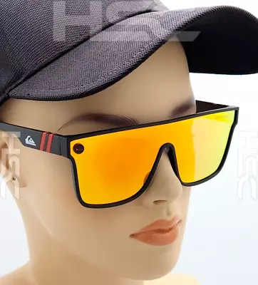 Quiksilver Sunglasses Black Frame Flash Orange Mirror Single Lens SciFi NEW • $25