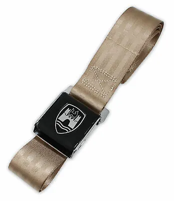 Vw Type 1 2 3 Wolfsburg 2 Point Black Buckle Tan Lap Seat Belt Bug Bus Ghia • $29.95