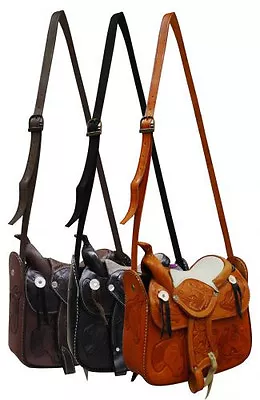 Western Saddle Purse Leather Handbag For The Horse Lover Light Or Brown Or Black • $54.40