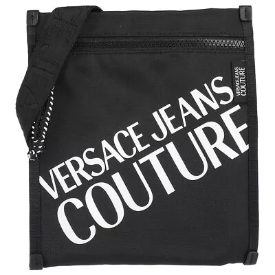 VERSACE JEANS COUTURE Crossbody Bag Logo Black Zip Shoulder Bag - RP £139.00 • $123.21