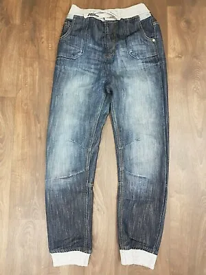 £10.38 • Buy No Fear Mens Denim Jeans Elasticated Leg Cuff Size Waist 26 Leg 27