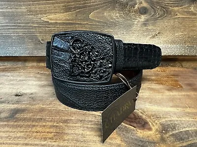 Cuadra Men’s Belt Caiman Belly Black -281 • $189