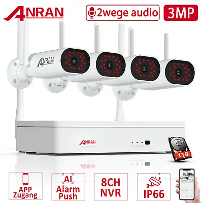 $39.99 • Buy ANRAN Home Security Camera System WiFi Outdoor Wireless 3MP 2K CCTV IR Audio 8CH