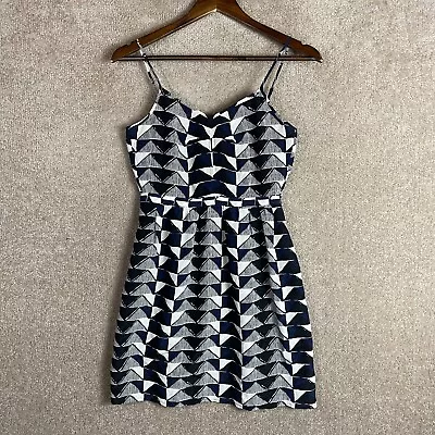 Madewell Lydia Mini Dress Size 0 Black/Blue Triangle Trio Ballad Silk Cami Strap • $4.75