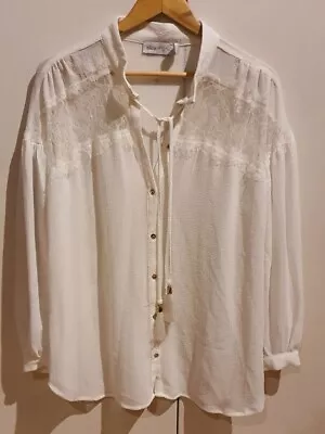 Alice McCall Cream Laced Oversized Shirt Size 8 • $40