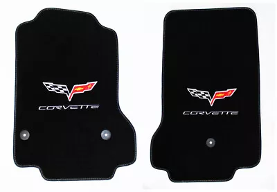 NEW! Black Carpet FLOOR MATS 2005-2007 Corvette Embroidered Flag Emblem Logo Slv • $131.43