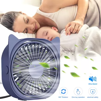 Portable Mini USB Cooling 3Speed Fan 360° Small Desktop Desk Quiet Computer Home • $13.90