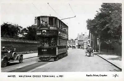 Postcard Pamlin Prints - M411(F) Tram At Waltham Cross Terminal C1921 • £1.95