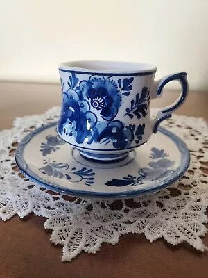 Vintage Holland Blue Delft Hand Painted Demitasse Tea Cup & Saucer  • $7.85