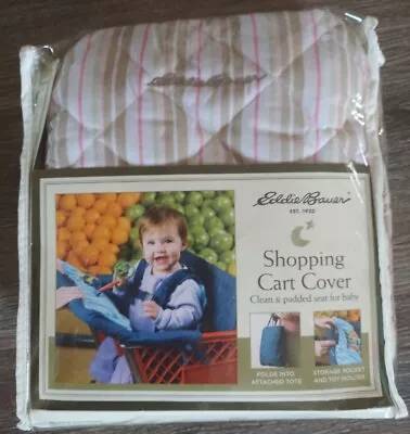 Eddie Bauer Baby Beige Pink Stripe Shopping Cart Cover & Highchair New • $13.60