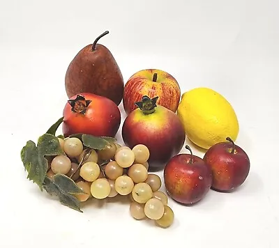 Lot 8 Vtg Faux Fake Fruit Styrofoam/Plastic Grapes Pear Apple Lemon Pomegranate • $19.99