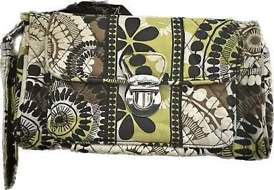 Vera Bradley Pushlock Wristlet Cocoa Moss Pattern Retired Purse Accessory • $14.99