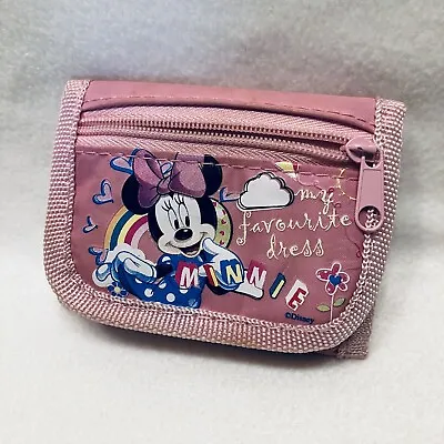 Disney Minnie Mouse Pink Trifold Wallet My Favorite Dress Small Vinyl Coin Purse • $5.95