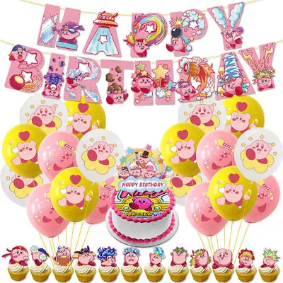 Star Kirby Theme Birthday Party Balloons Banner Cake Topper Prop Supplies Decor' • $19.29