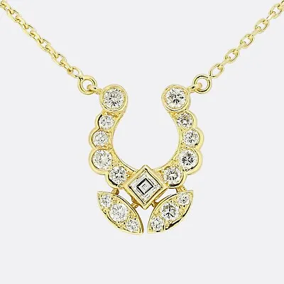 Cartier Vintage Horseshoe Diamond Pendant Necklace 18ct Yellow Gold • $6527.59
