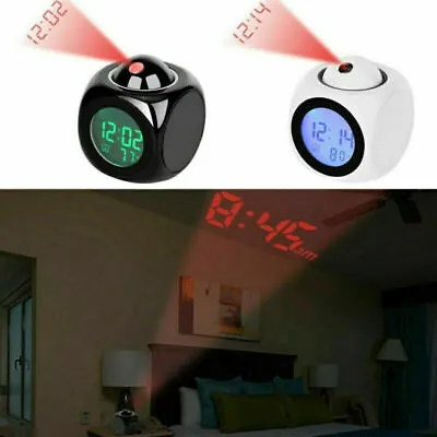 Projection Alarm Clock Projector Voice Talking LED Digital Backlight Temperature • £10.33