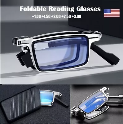 2 Pairs Foldable Reading Glasses Portable Anti-blue Glasses Ultra-light W/ Case • $6.92