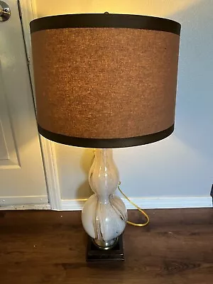 Murray Feiss Lamp Marbled Pattern Glass Resin Wood Mid Century Modern • $142.49