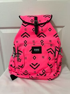 NWT Victoria Secret PINK Black Aztec On Neon Pink Backpack Book Bag • $55