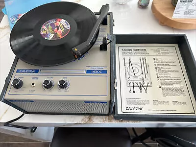 Vintage CALIFONE 1430C Portable Record Player Turntable Phonograph W/ Lid Tested • $39.95