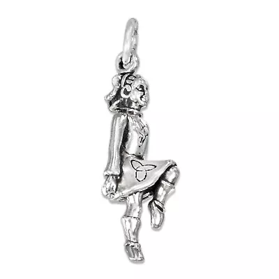 Irish Celtic Female Step Dancer 3D 925 Solid Sterling Silver Charm MADE IN USA • $18.50