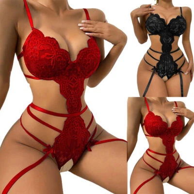 $11.89 • Buy Women Sexy Lace Lingerie Crotchless Bodysuit Ladies Babydoll Nightwear Underwear