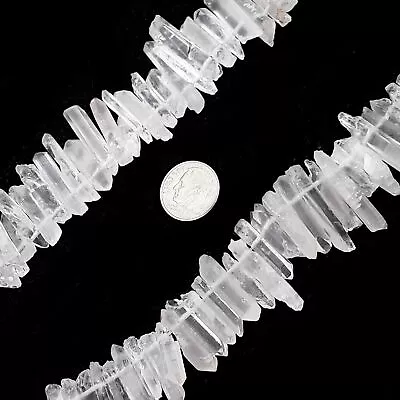 Clear Quartz Matte Faceted Top Drill Points Beads Approx 16-30mm 15.5  Strand • $12.59
