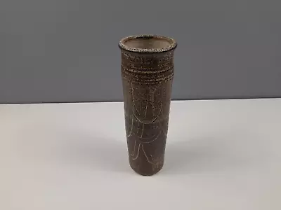 Unmarked Studio Pottery Tall Brown Speckled Vase - Stoneware - GC - 25 Cm Tall • £15