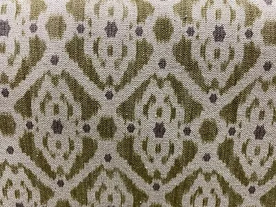  French Petite Ikat Linen Sap Green Grey/Oatmeal 280cm Wide Curtain Fabric  • £2.99