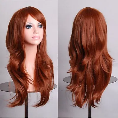 Lady Fashion 70cm Long Curly Wigs Cosplay Costume Anime Hair Full Wavy Party Wig • $13.99