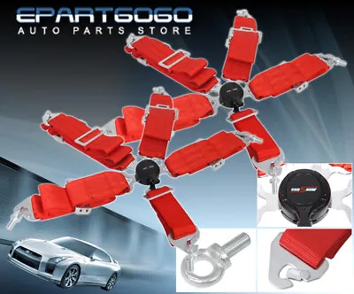 3  Red Shoulder Strap 5 Point Camlock Seat Belts Celica Supra Mr2 Ae86 • $63.99