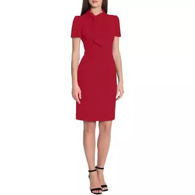 Maggy London Womens Red Neck Tie Office Work Sheath Dress 2 BHFO 9425 • $23.99