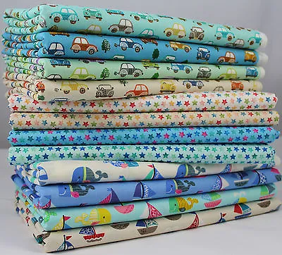 £5.25 • Buy CT Novelties Stars Cars Boats Whales 100% Cotton Japanese Fabric For Kids