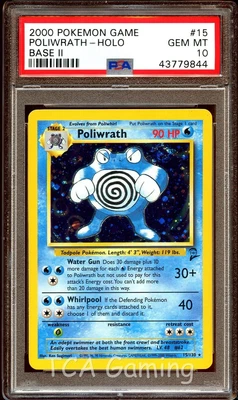 $51 • Buy PSA 10 GEM MINT Poliwrath 15/130 HOLO RARE Base Set 2 Pokemon Card CS9-844