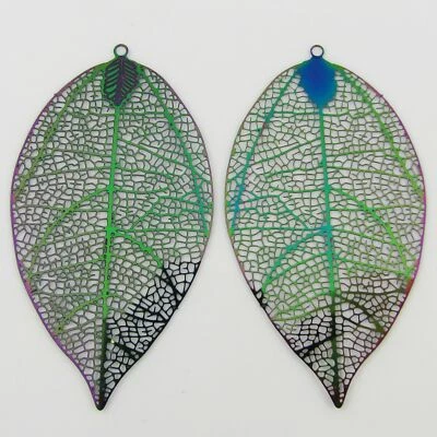 Bulk 6pce Laser Cut Long Leaf Charm Pendant Earring Component SSteel 60x33mm • $8.95