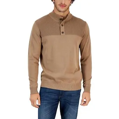 Club Room Mens Cotton Henley Waffle Knit Pullover Sweater Shirt BHFO 6795 • $9.99