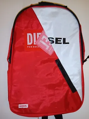 DIESEL Red & White Peel Over Graphic Backpack Red Canvas With Laptop Sleeve Os • $32.99