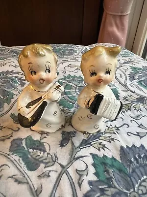 Vintage Ucagco Japan 60’s Ceramic Boy Band Figurines  Christmas Set Of Of Two • $18