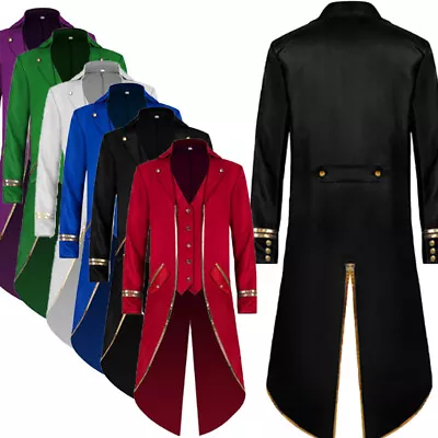 Mens Victorian Steampunk Tailcoat Jacket Uniform Ringmaster Circus Show Costume • $26.96