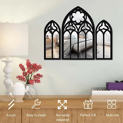 £22.60 • Buy 3Pcs Wall Arch Mirrors Set Gothic Wall Mirror Decor Cathedral Arched BrooW