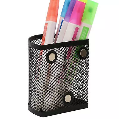 Magnetic Pencil And Pen Holder Office Desk Supplies Organizer Metal Storage Mesh • $21.10