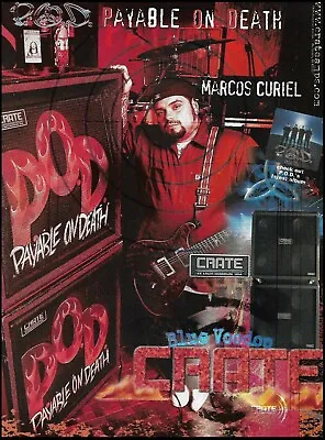 P.O.D. Marcos Curiel 2001 Crate Blue Voodoo Guitar Amp Advertisement 8x11 Ad Pri • $4