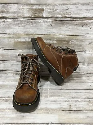 Dr. Martens Men VTG Brown Leather Lace Up Chuncky Sole Boots 8A07 Size US 8 UK 7 • $75.78