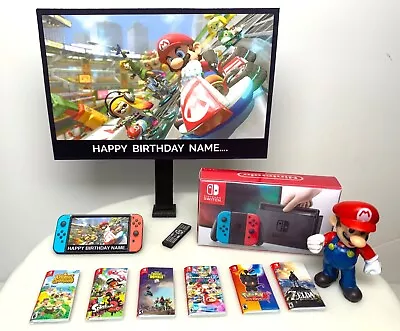 PERSONALISED Super Mario Nintendo Switch Cake Topper | Birthday Cake Topper • £14.95