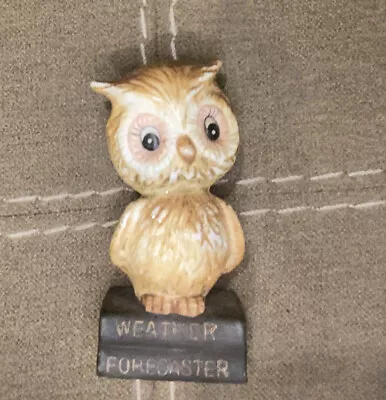 Vintage Enesco Owl Weather Forecaster Porcelain Figurine Japan 1975 • $17.99