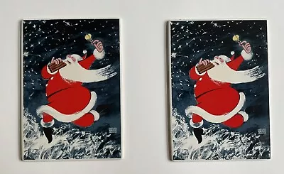 Villeroy & Boch Vilbo Porcelain Postcard Hirschfeld Santa Snow Xmas Lot Of 2 • $15