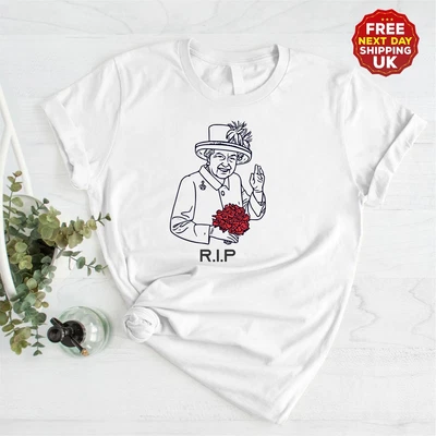 £9.99 • Buy Queen Elizabeth Outline Portrait Unisex White T Shirt 1926 - 2022 Tribute To Liz