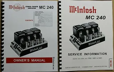 *usa* Ultimate Mcintosh Mc240 Owner's / Service Manuals • $32