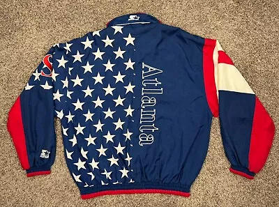 Vtg 1996 Atlanta Olympics Stars And Stripes Starter Windbreaker Jacket Sz Large • $49.99